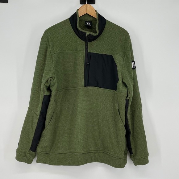 Bearded Goat Green Quarter Zip Pullover Fleece Jacket Outdoor Mens Size L - Picture 1 of 7